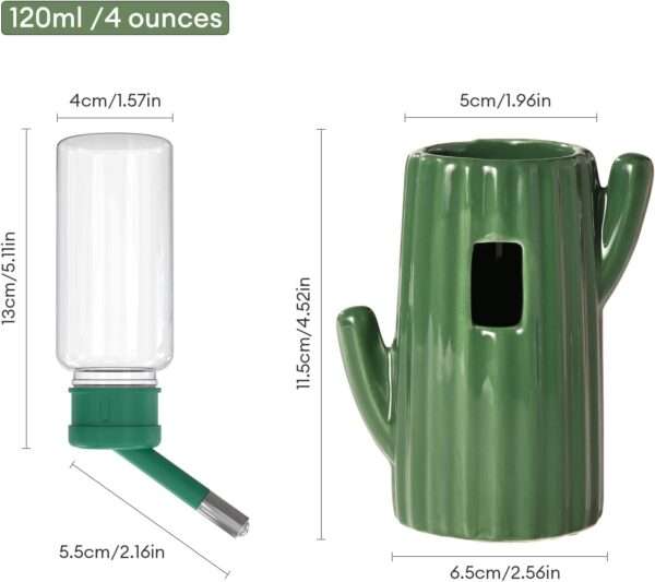 Bebedero Antifugas Temático Cactus para Hámster y Jerbos. Base de Cerámica Estable con diseño de Desierto y botella de 118 ml.