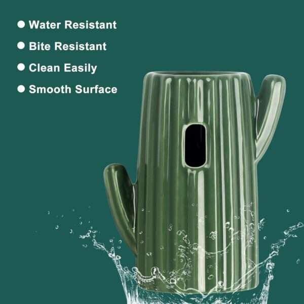 Bebedero Antifugas Temático Cactus para Hámster y Jerbos. Base de Cerámica Estable con diseño de Desierto y botella de 118 ml.