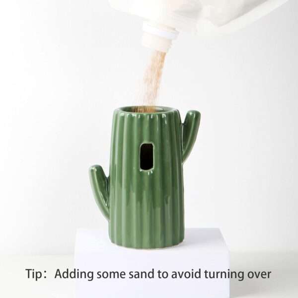 Bebedero Antifugas Temático Cactus para Hámster y Jerbos. Base de Cerámica Estable con diseño de Desierto y botella de 118 ml.
