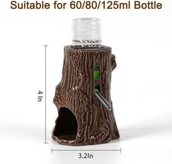 Bebedero Antifugas de Cerámica (80 ml) para Hámster Enano. Diseño 2 en 1 con Escondite / Túnel y altura Ajustable.