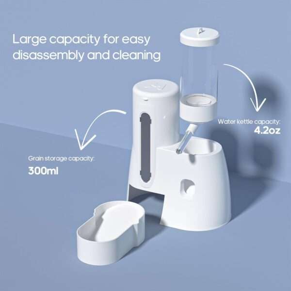Bebedero y Comedero Automático 2 en 1 para Hámster y Roedores. Dispensador de Agua (4.2 oz) y Alimento (10.1 oz). Diseño Ahorra Espacio.