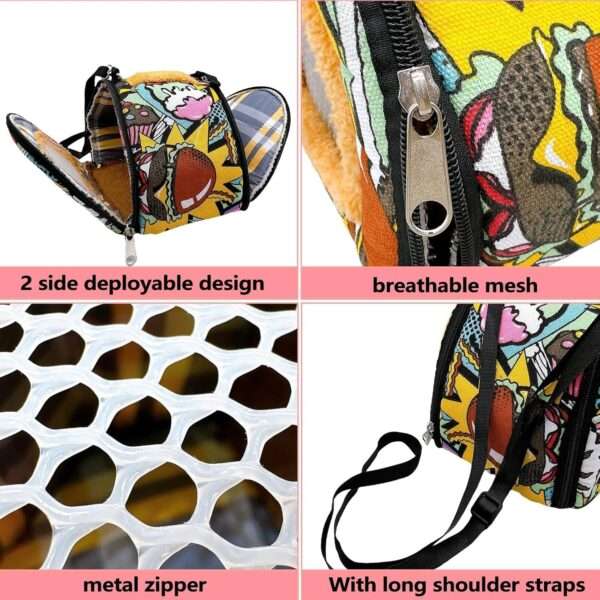 Bolso Transportador de Lona y Terciopelo (18x18x15 cm) para Hámster y Erizo. Cálido, Portátil y con Malla Transpirable superior.