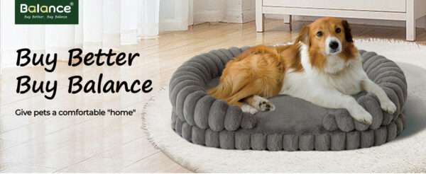 Cama redonda antiestrés para perros grandes, Ø 91 cm. Soporte ortopédico con espuma de alta densidad y capa impermeable.