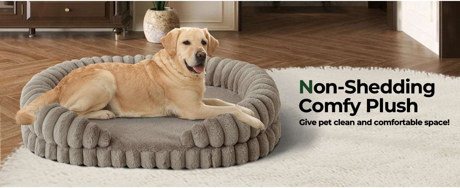 Cama redonda antiestrés para perros grandes, Ø 91 cm. Soporte ortopédico con espuma de alta densidad y capa impermeable.