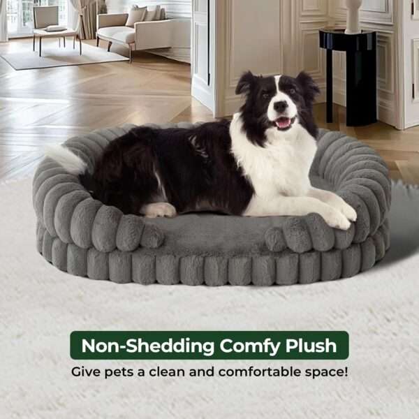Cama redonda antiestrés para perros grandes, Ø 91 cm. Soporte ortopédico con espuma de alta densidad y capa impermeable.