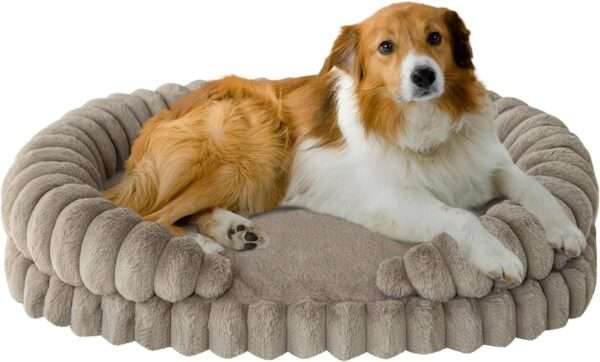 Cama redonda antiestrés para perros grandes, Ø 91 cm. Soporte ortopédico con espuma de alta densidad y capa impermeable.