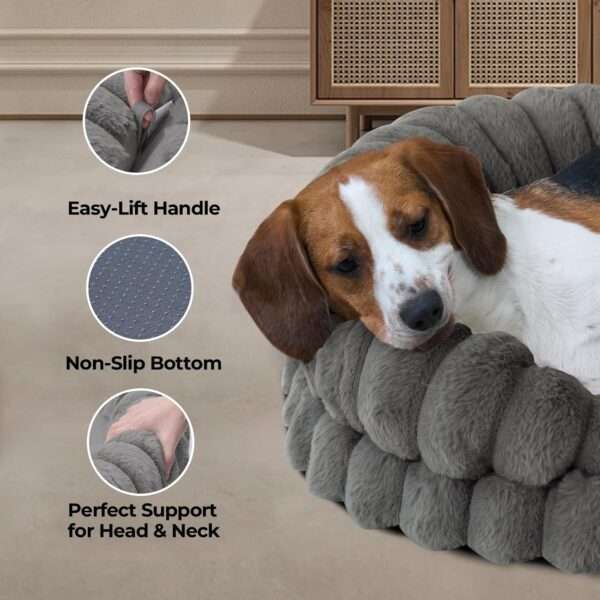 Cama redonda antiestrés para perros grandes, Ø 91 cm. Soporte ortopédico con espuma de alta densidad y capa impermeable.