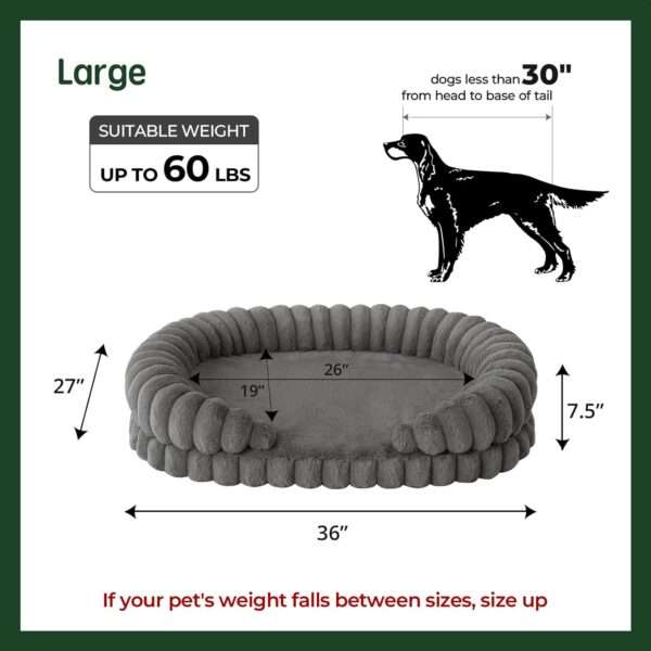 Cama redonda antiestrés para perros grandes, Ø 91 cm. Soporte ortopédico con espuma de alta densidad y capa impermeable.