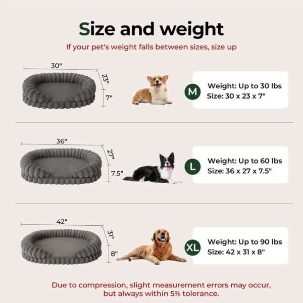 Cama redonda antiestrés para perros grandes, Ø 91 cm. Soporte ortopédico con espuma de alta densidad y capa impermeable.