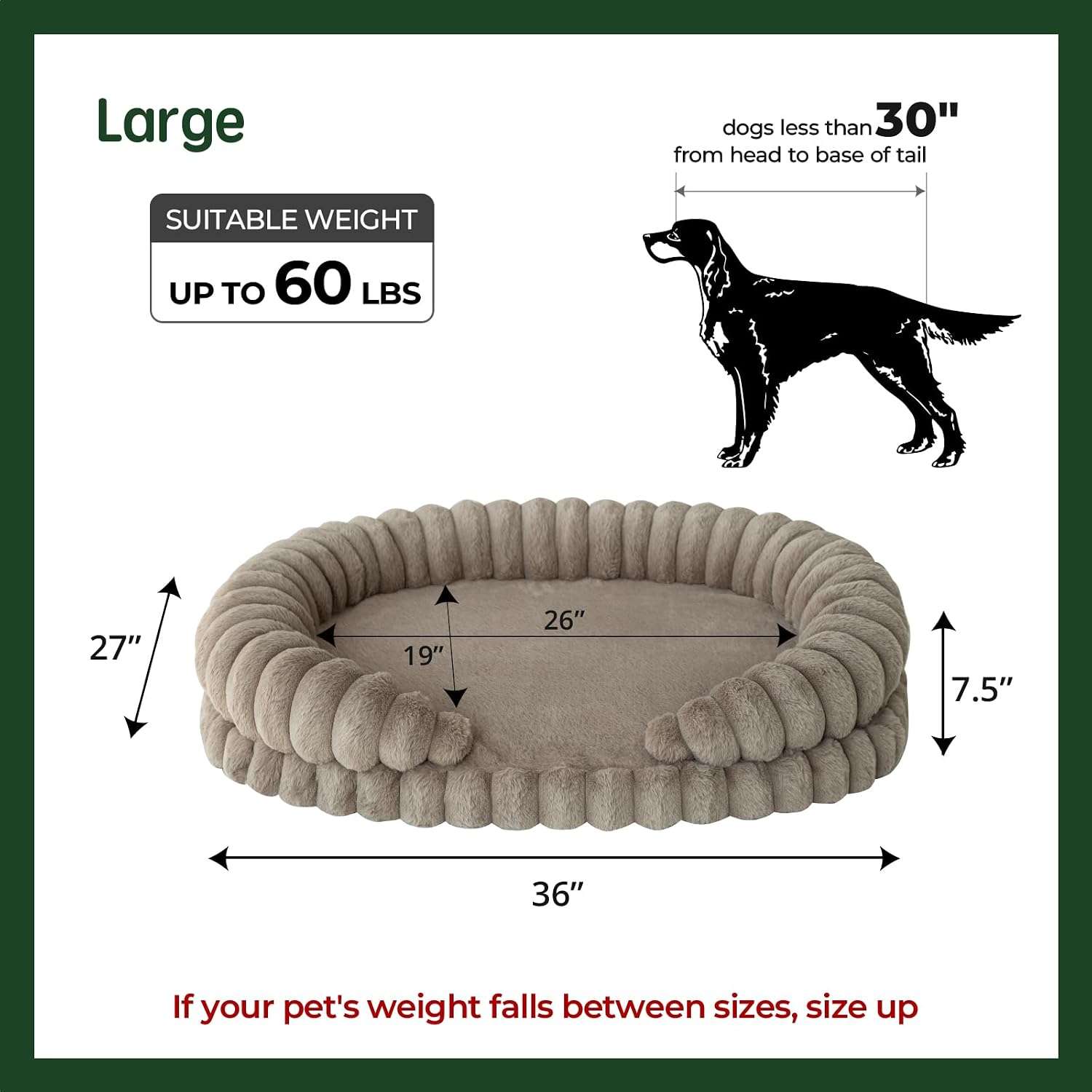 Cama redonda antiestrés para perros grandes, Ø 91 cm. Soporte ortopédico con espuma de alta densidad y capa impermeable.