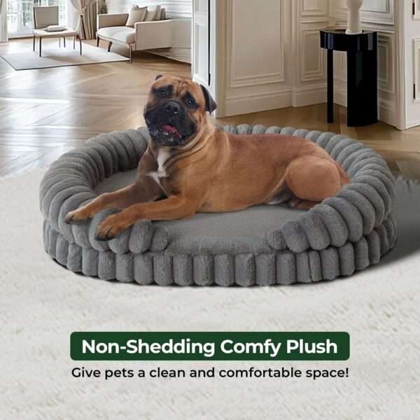 Cama redonda antiestrés para perros grandes, Ø 91 cm. Soporte ortopédico con espuma de alta densidad y capa impermeable.