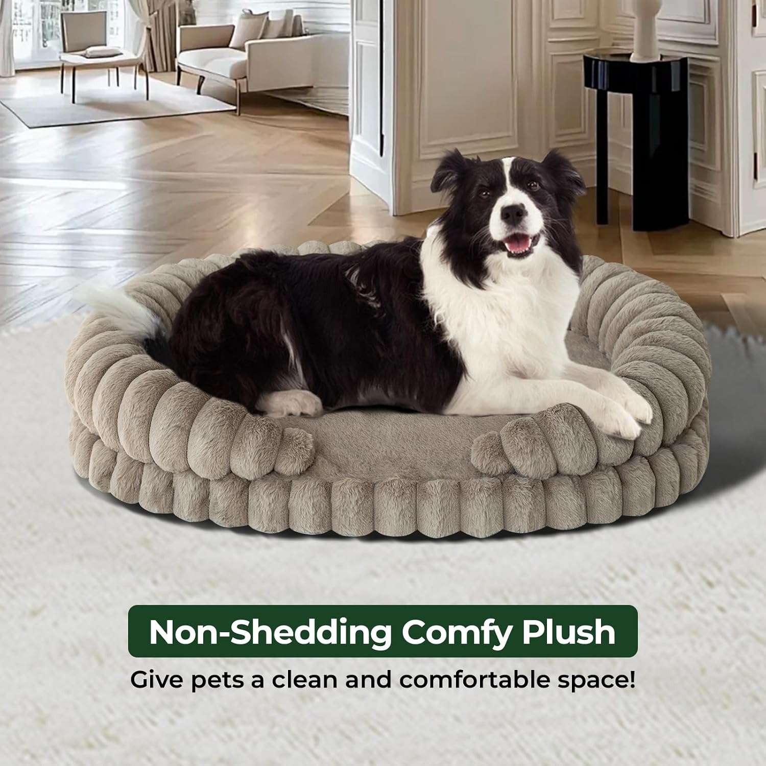 Cama redonda antiestrés para perros grandes, Ø 91 cm. Soporte ortopédico con espuma de alta densidad y capa impermeable.