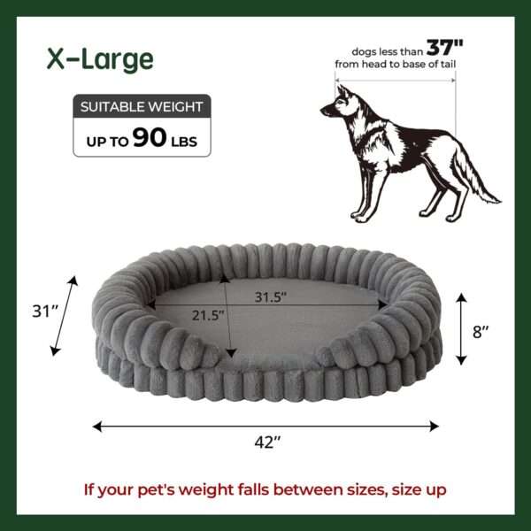 Cama redonda antiestrés para perros grandes, Ø 91 cm. Soporte ortopédico con espuma de alta densidad y capa impermeable.