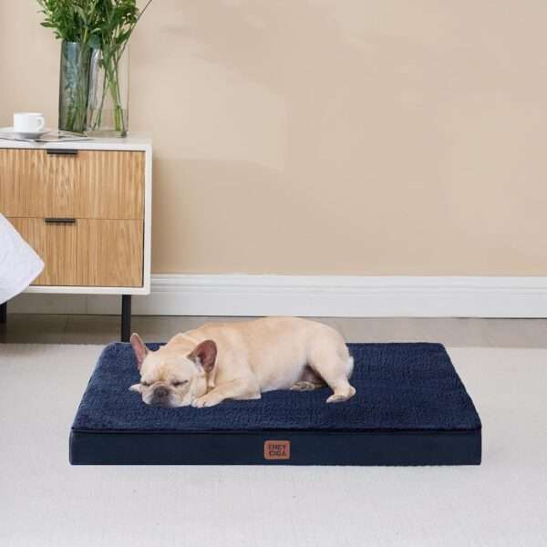 Colchón ortopédico para perro grande, 10 cm de espuma de huevo de alta densidad, funda lavable con cremallera y base antideslizante.