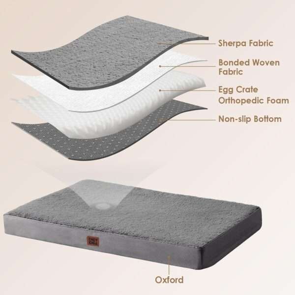 Colchón ortopédico para perro grande, 10 cm de espuma de huevo de alta densidad, funda lavable con cremallera y base antideslizante.