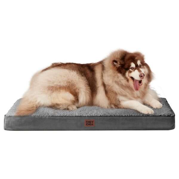 Colchón ortopédico para perro grande, 10 cm de espuma de huevo de alta densidad, funda lavable con cremallera y base antideslizante.