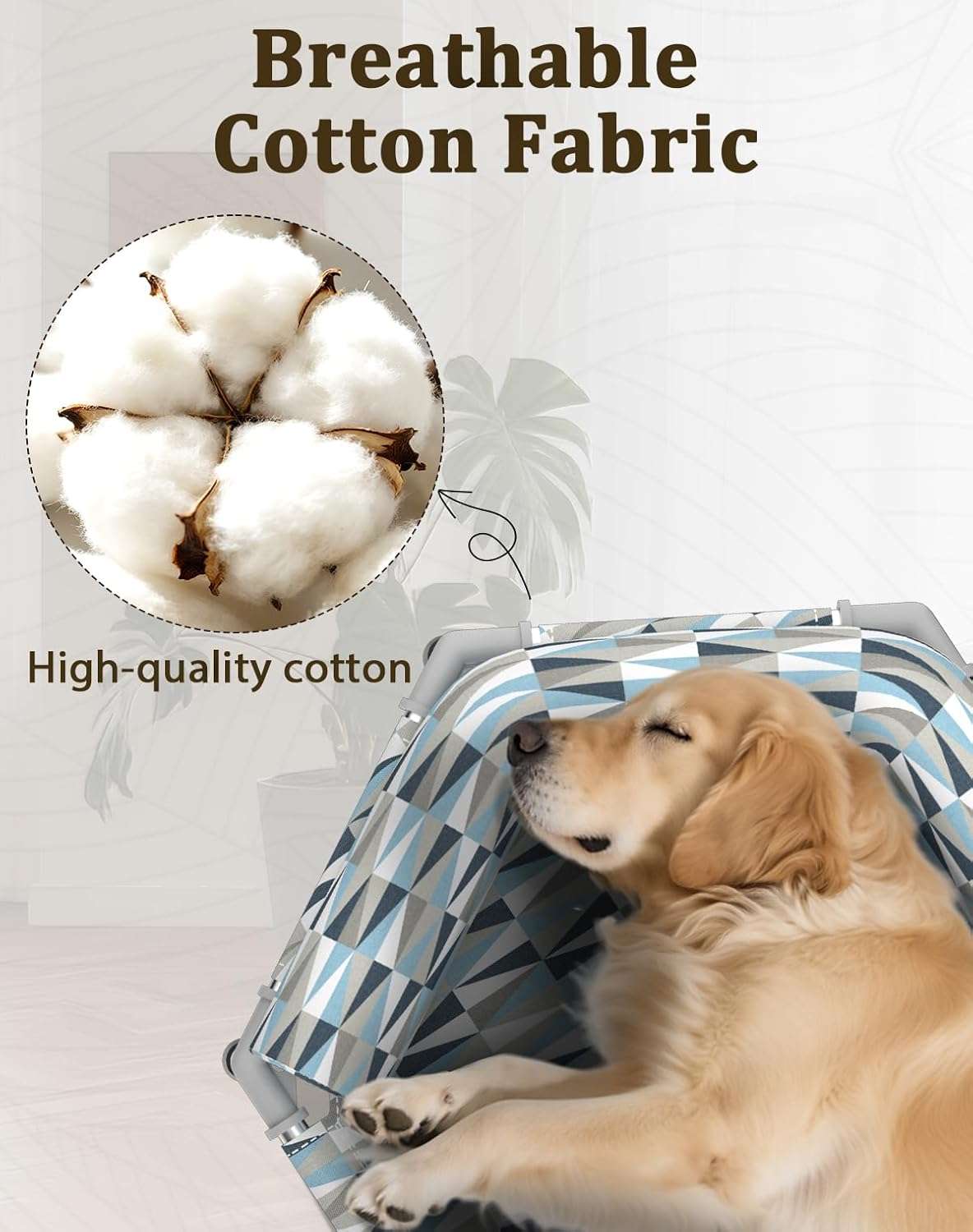 Cama elevada ortopédica para perros con refuerzo cervical U y diseño hexagonal 6 lados. Ideal para perros senior/artritis en Chile.