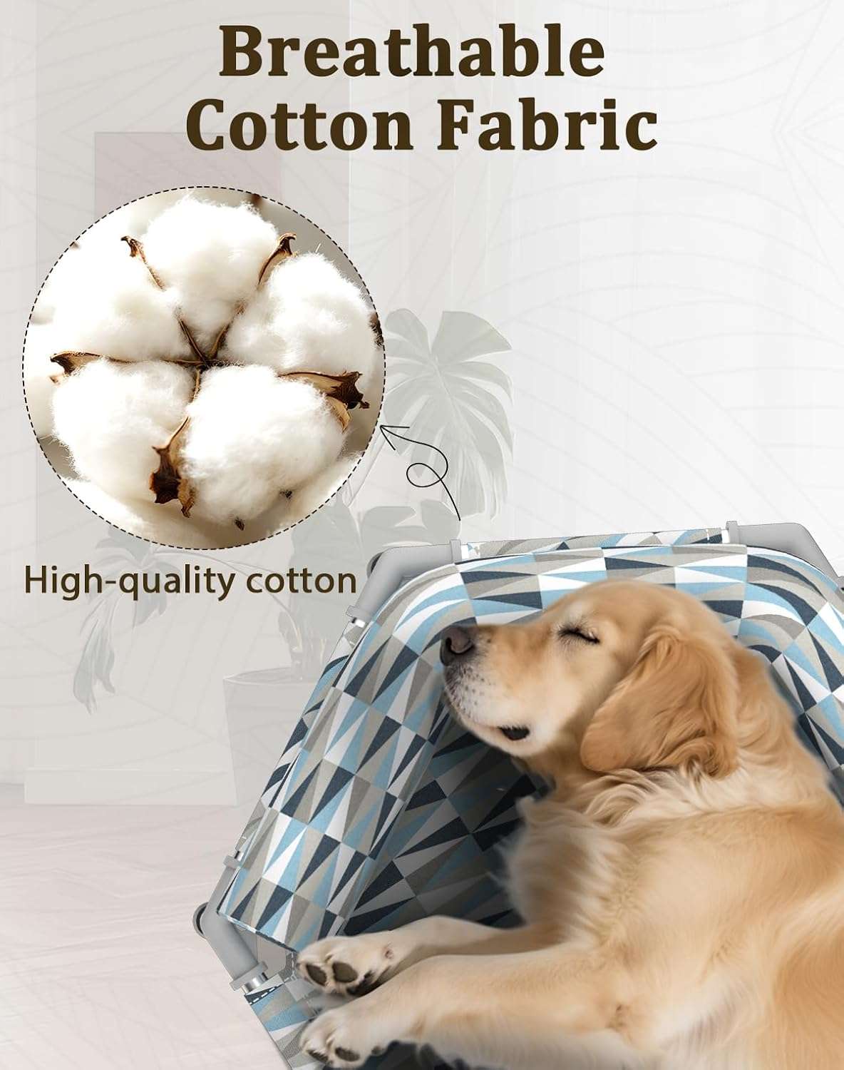 Cama elevada ortopédica para perros con refuerzo cervical U y diseño hexagonal 6 lados. Ideal para perros senior/artritis en Chile.