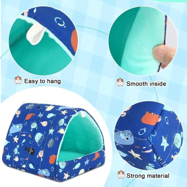 Nido iglú de polar para Cobaya (Cuy), Hámster y Hurón. Cama lavable con almohadilla interna y base antideslizante (6.8x7.4").