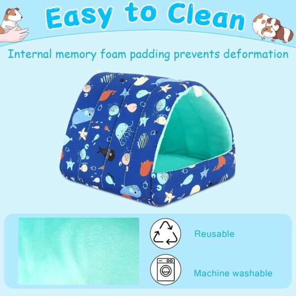 Nido iglú de polar para Cobaya (Cuy), Hámster y Hurón. Cama lavable con almohadilla interna y base antideslizante (6.8x7.4").