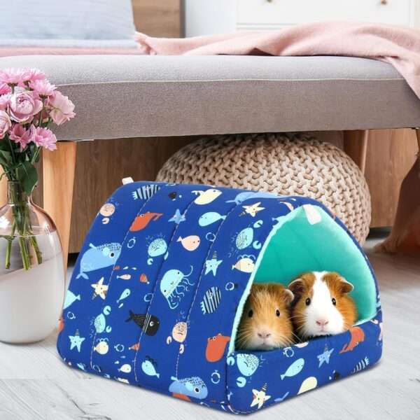 Nido iglú de polar para Cobaya (Cuy), Hámster y Hurón. Cama lavable con almohadilla interna y base antideslizante (6.8x7.4").