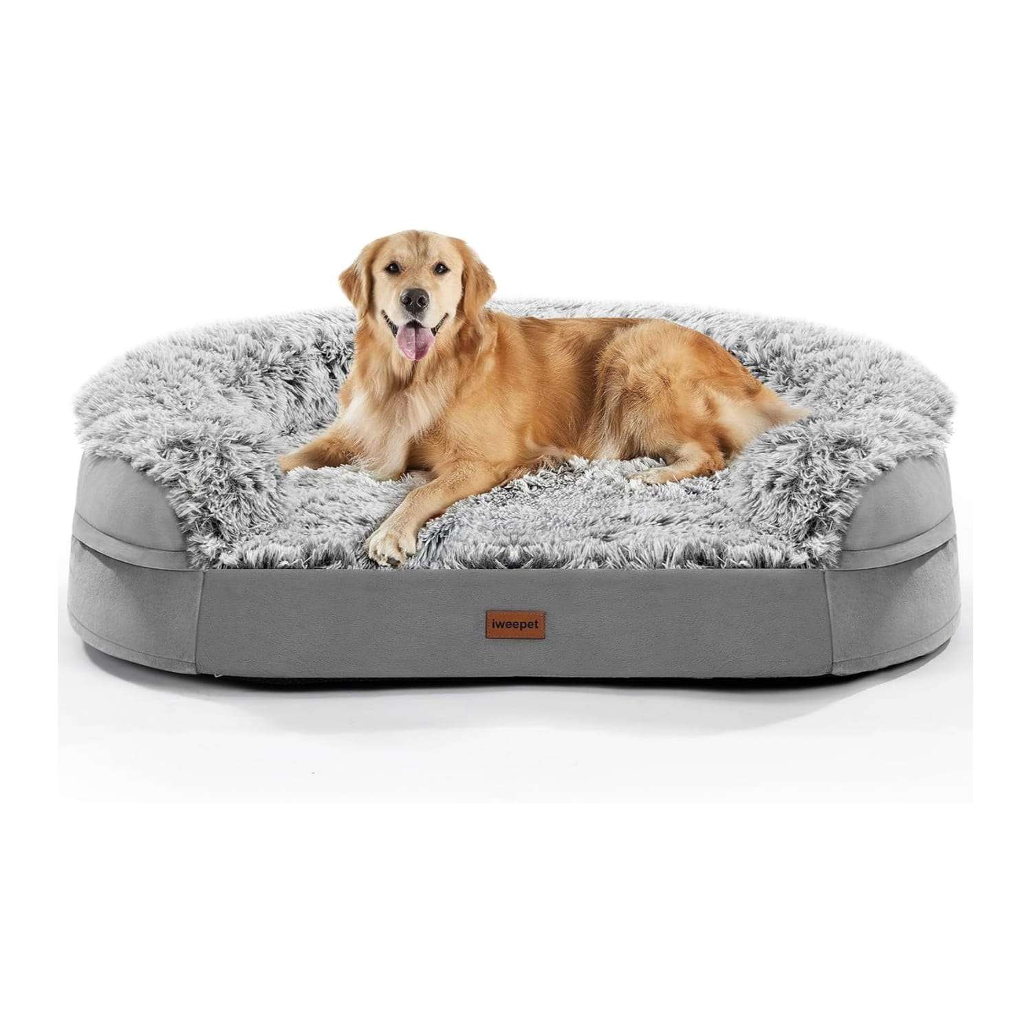 Cama ortopédica para perros pequeños/seniors anti-ansiedad. Espuma viscoelástica 9.4 cm (Memory Foam), forro impermeable y borde de apoyo semicircular.