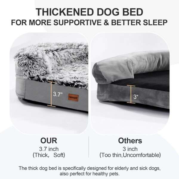 Cama ortopédica para perros pequeños/seniors anti-ansiedad. Espuma viscoelástica 9.4 cm (Memory Foam), forro impermeable y borde de apoyo semicircular.