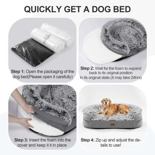 Cama ortopédica para perros pequeños/seniors anti-ansiedad. Espuma viscoelástica 9.4 cm (Memory Foam), forro impermeable y borde de apoyo semicircular.