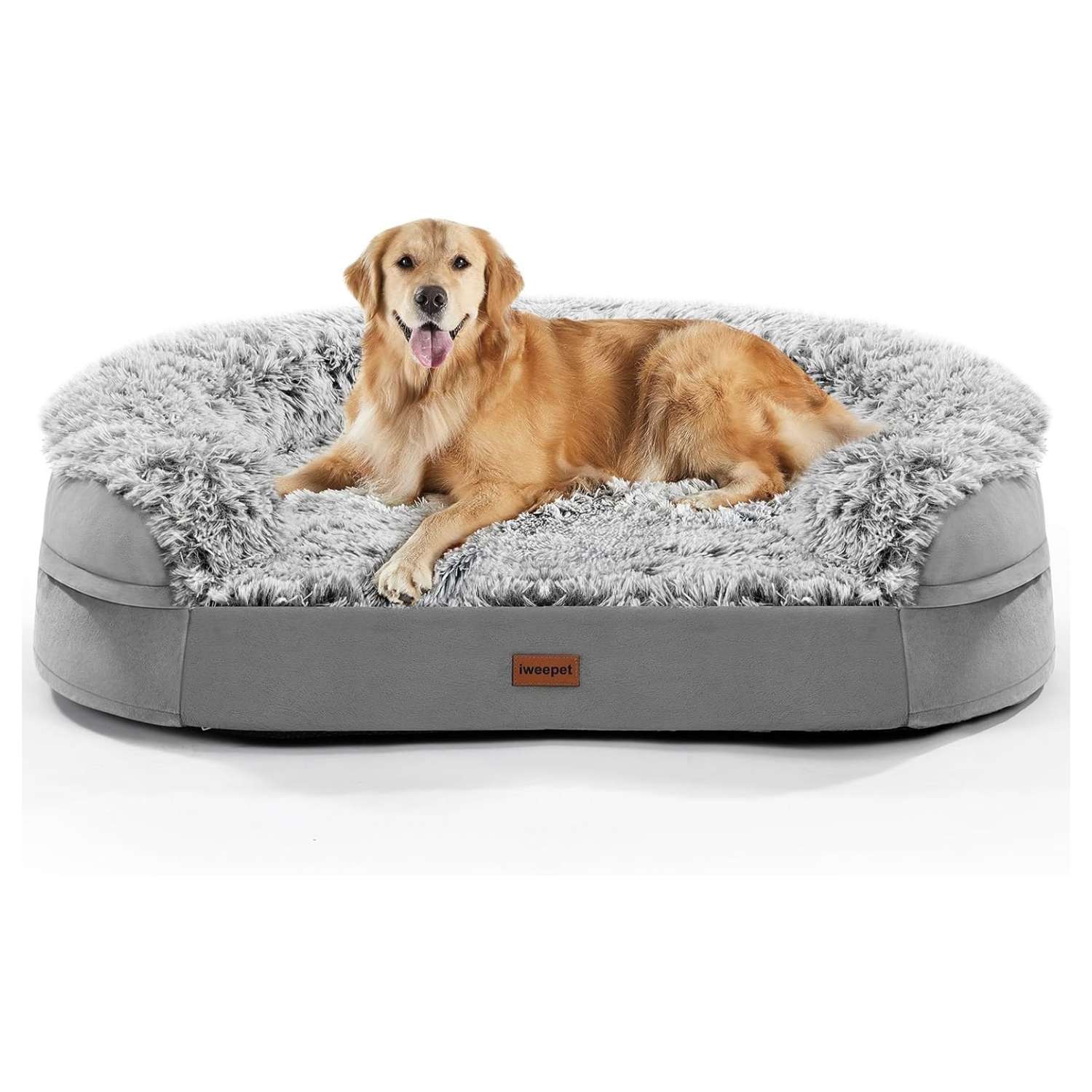 Cama ortopédica para perros pequeños/seniors anti-ansiedad. Espuma viscoelástica 9.4 cm (Memory Foam), forro impermeable y borde de apoyo semicircular.