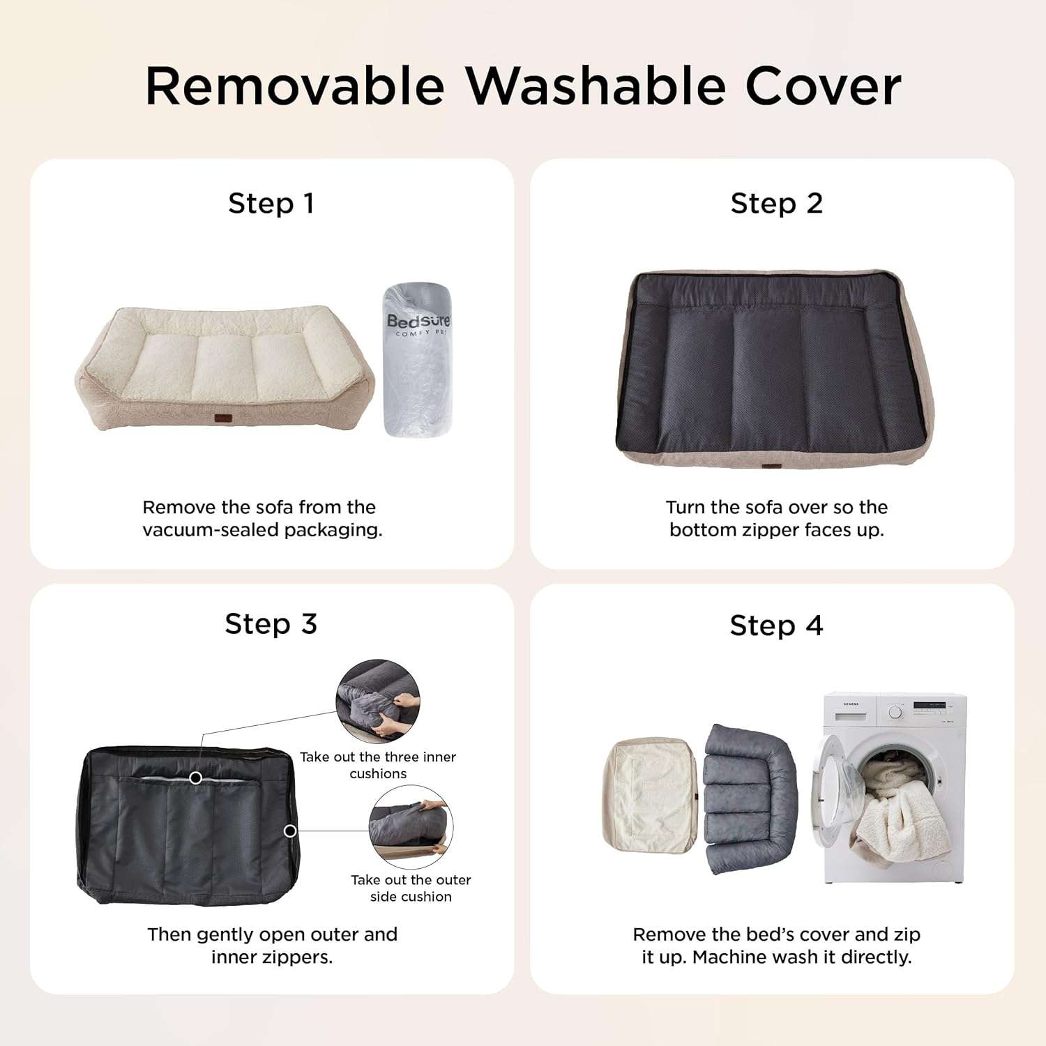 Cama ortopedica extra gruesa para perros con cojines de apoyo base impermeable y funda lavable.