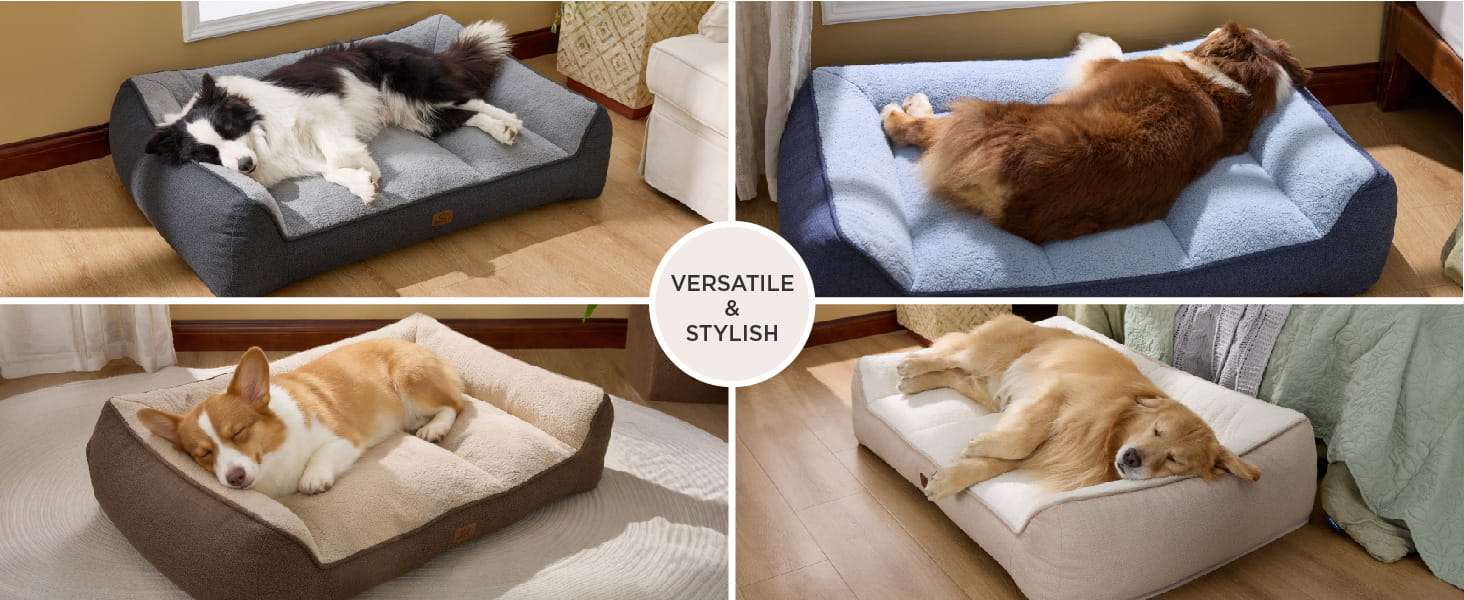 Cama ortopedica extra gruesa para perros con cojines de apoyo base impermeable y funda lavable.