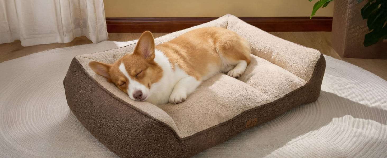 Cama ortopedica extra gruesa para perros con cojines de apoyo base impermeable y funda lavable.
