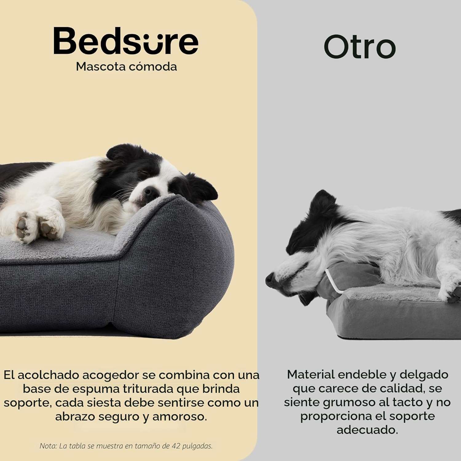 Cama ortopedica extra gruesa para perros con cojines de apoyo base impermeable y funda lavable.