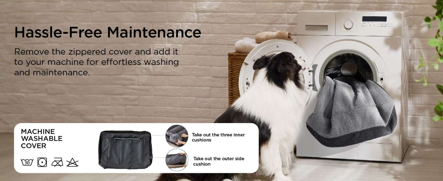 Cama ortopedica extra gruesa para perros con cojines de apoyo base impermeable y funda lavable.