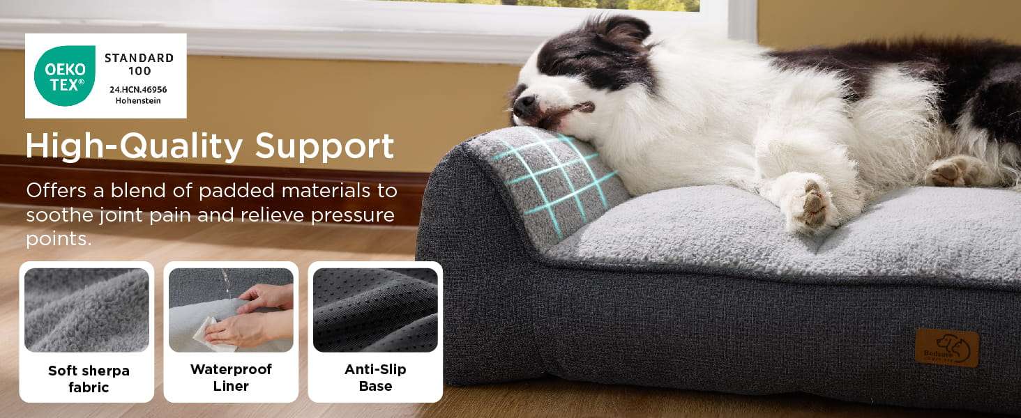 Cama ortopedica extra gruesa para perros con cojines de apoyo base impermeable y funda lavable.