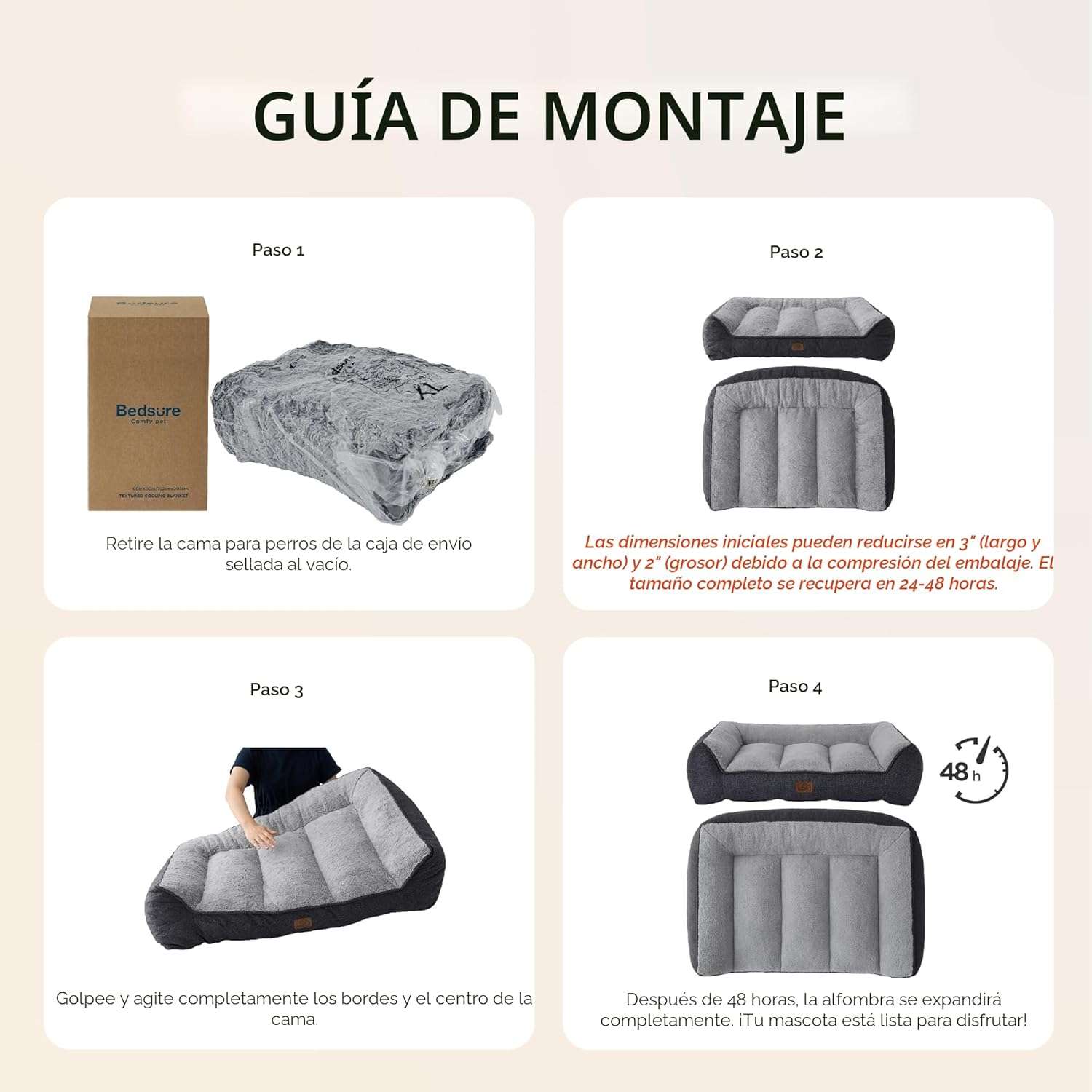 Cama ortopedica extra gruesa para perros con cojines de apoyo base impermeable y funda lavable.