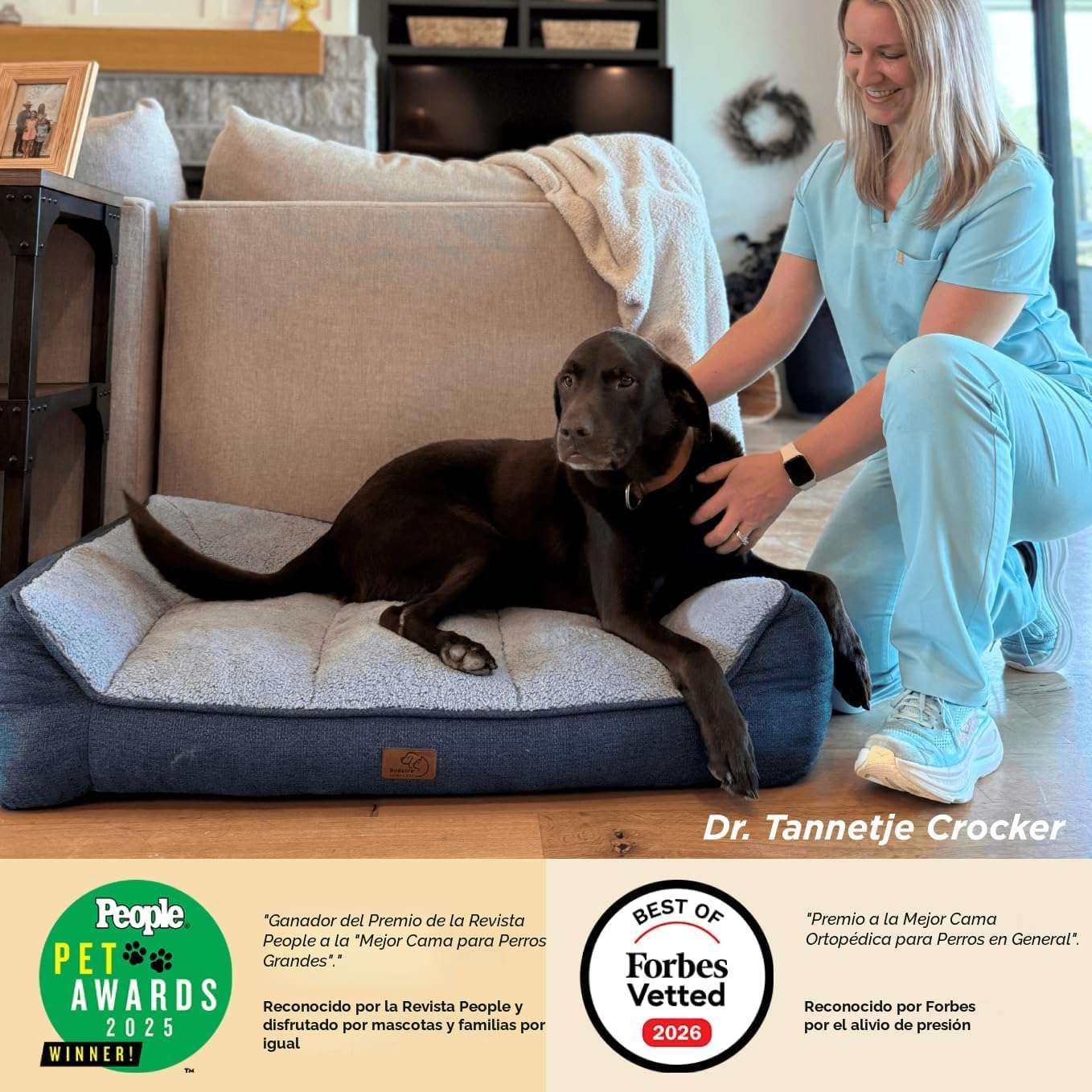 Cama ortopedica extra gruesa para perros con cojines de apoyo base impermeable y funda lavable.