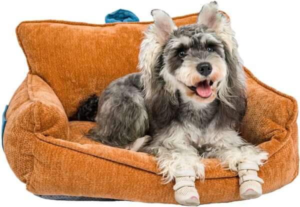 Cama ortopédica para perros grandes con espuma viscoelástica (Memory Foam), base antideslizante, y funda de chenilla lavable a máquina.