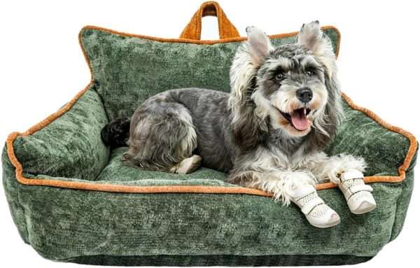 Cama ortopédica para perros grandes con espuma viscoelástica (Memory Foam), base antideslizante, y funda de chenilla lavable a máquina.