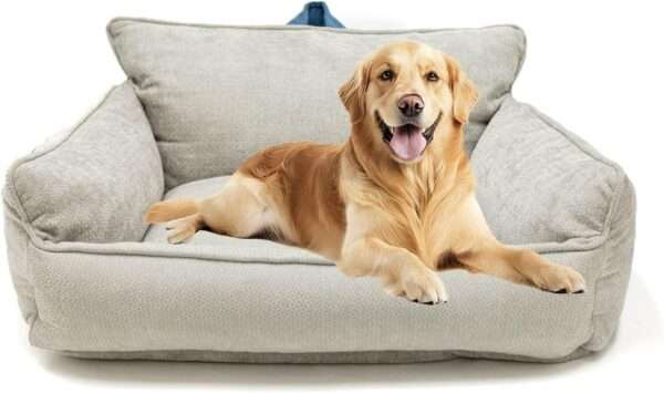 Cama ortopédica para perros grandes con espuma viscoelástica (Memory Foam), base antideslizante, y funda de chenilla lavable a máquina.