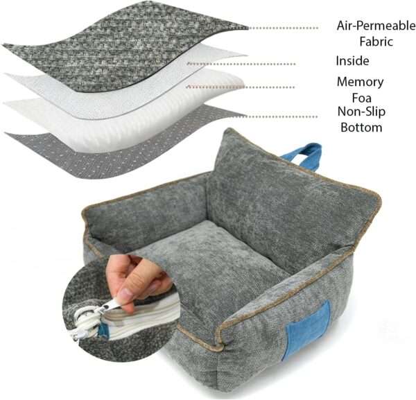 Cama ortopédica para perros grandes con espuma viscoelástica (Memory Foam), base antideslizante, y funda de chenilla lavable a máquina.