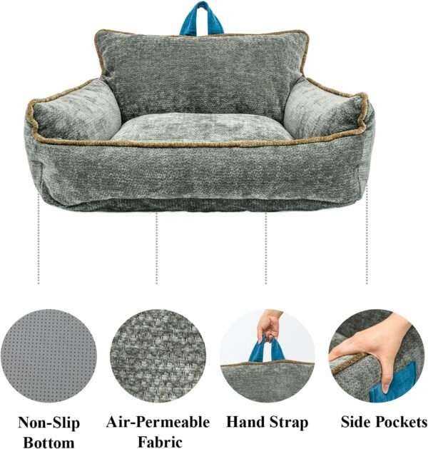 Cama ortopédica para perros grandes con espuma viscoelástica (Memory Foam), base antideslizante, y funda de chenilla lavable a máquina.