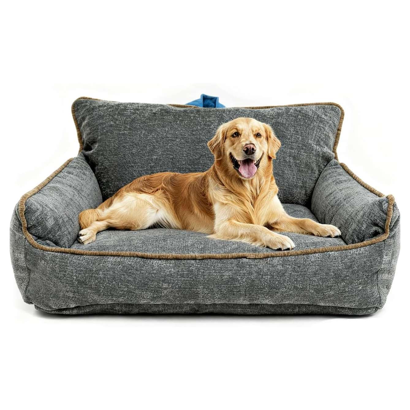 Cama ortopédica para perros grandes con espuma viscoelástica (Memory Foam), base antideslizante, y funda de chenilla lavable a máquina.