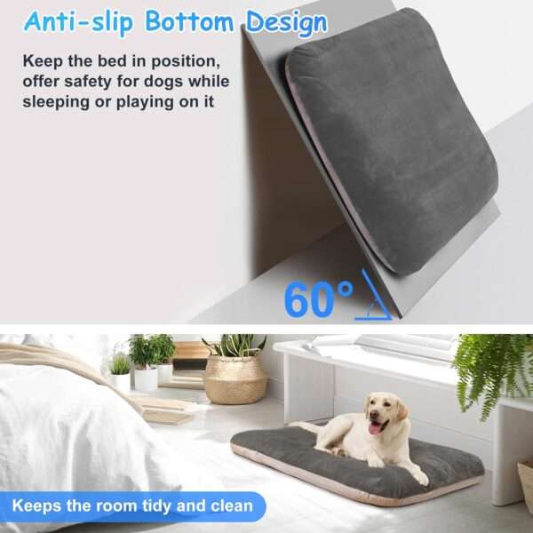 Cama ortopédica JUMBO/XL para perros grandes, con relleno de fibra y espuma, resistente a arañazos, funda anti-pelos lavable y base antideslizante.