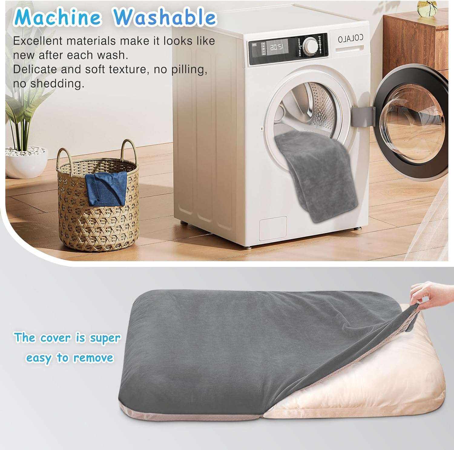 Cama ortopédica JUMBO/XL para perros grandes, con relleno de fibra y espuma, resistente a arañazos, funda anti-pelos lavable y base antideslizante.
