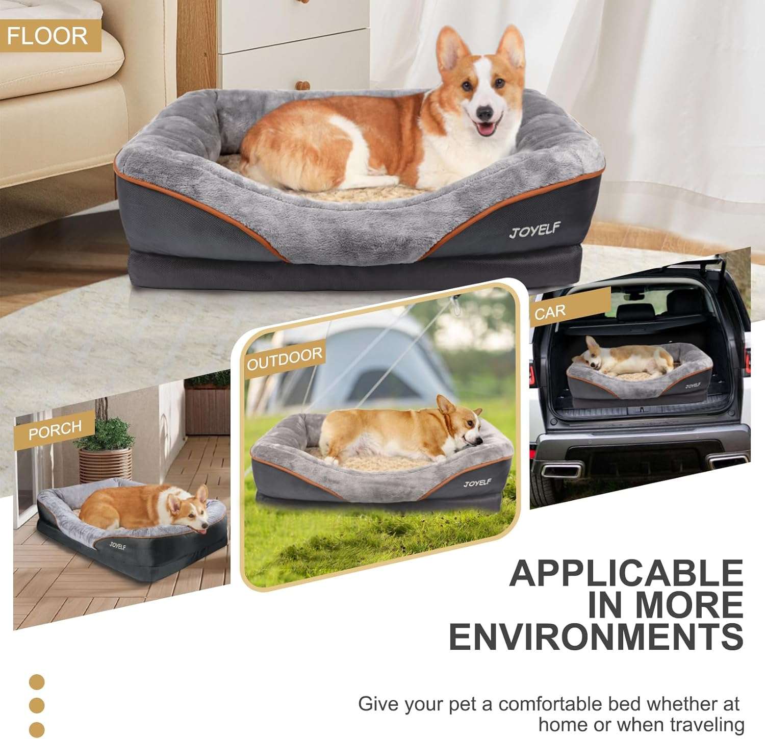 Cama ortopédica de espuma viscoelástica con cojín de ratán natural refrescante. Impermeable, antibacteriana y con base antideslizante.