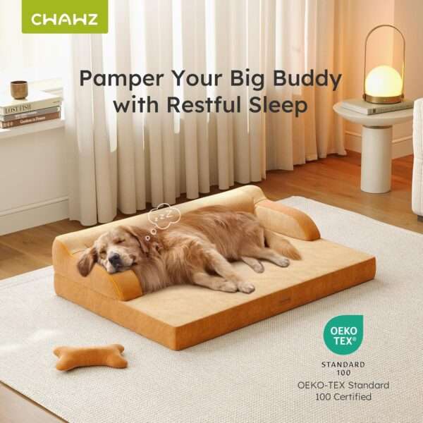 Cama ortopédica para perro con espuma viscoelástica de gel refrescante, borde reforzado y base impermeable. Ideal para perros sensibles al calor y seniors.
