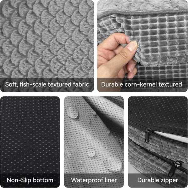 Cama ortopédica XL para perros con Memory Foam, soporte reforzado 360° para cabeza/cuello, forro interior impermeable y base antideslizante.