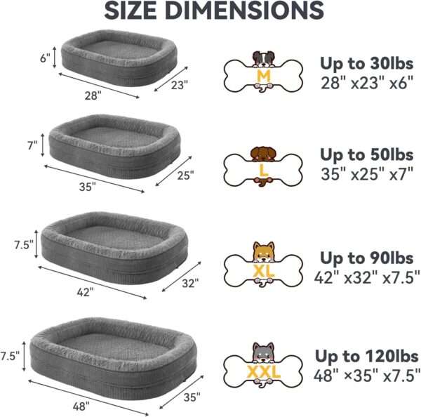 Cama ortopédica XL para perros con Memory Foam, soporte reforzado 360° para cabeza/cuello, forro interior impermeable y base antideslizante.