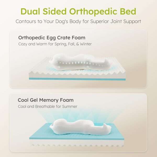 Cama extragrande CWAWZ con 4 pulgadas de espuma ortopédica y gel refrescante. Funda lavable y forro 100% impermeable.
